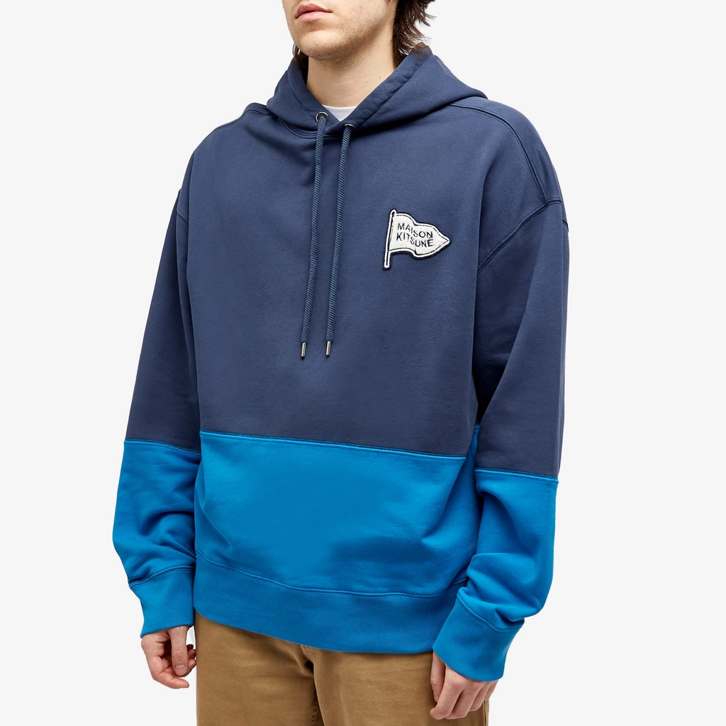 Maison Kitsune Color Block Oversize Hoodie Ink Blue/Sapphire